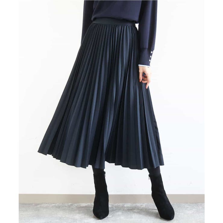 ネイビー | プリーツデザインスカート/洗える | MK MICHEL KLEIN