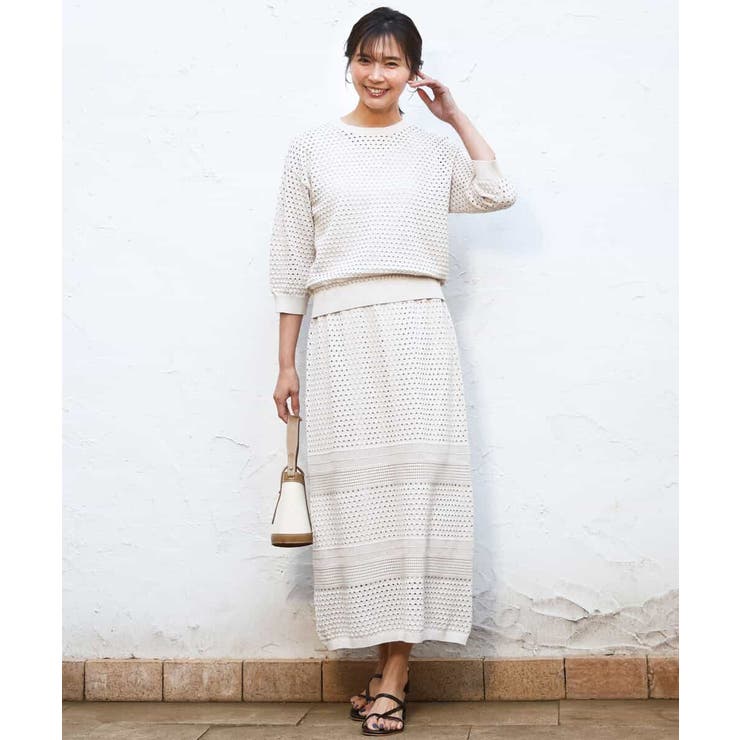 アイレット編みクロシェ風ニットスカート/洗える | MK MICHEL KLEIN | 詳細画像33 