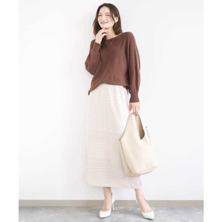 アイレット編みクロシェ風ニットスカート/洗える | MK MICHEL KLEIN | 詳細画像4 