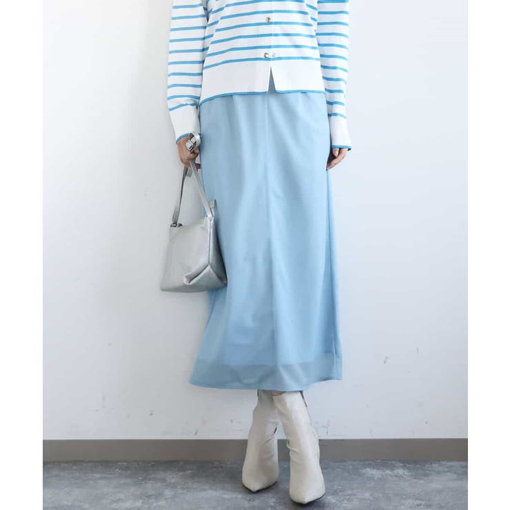 ライトブルー | オーガンジートリコットシアータイトスカート/洗える | MK MICHEL KLEIN