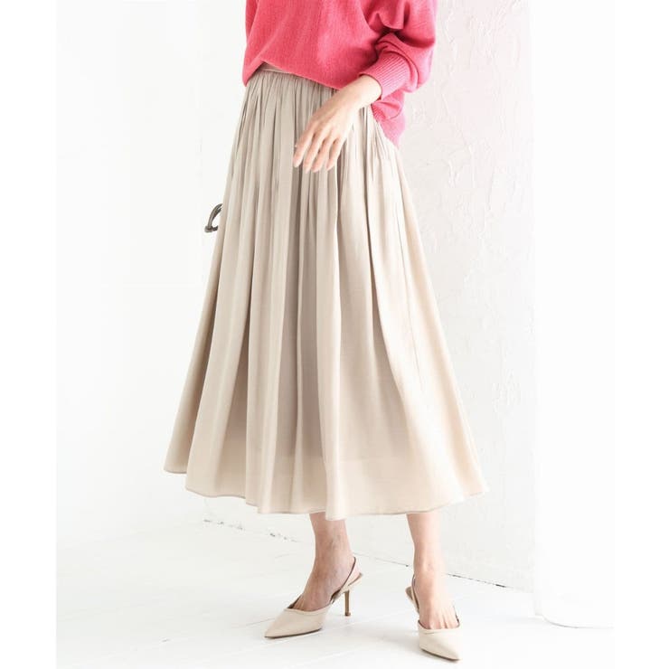 サテンプリーツスカート/UVカット/洗える | MK MICHEL KLEIN | 詳細画像1 