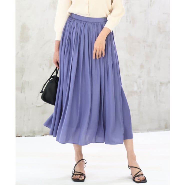 パープル | サテンプリーツスカート/UVカット/洗える | MK MICHEL KLEIN