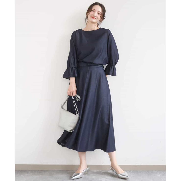 [SANAGARAシリーズ]デニムライク フレアスカート 接触冷感 | MK MICHEL KLEIN | 詳細画像7 