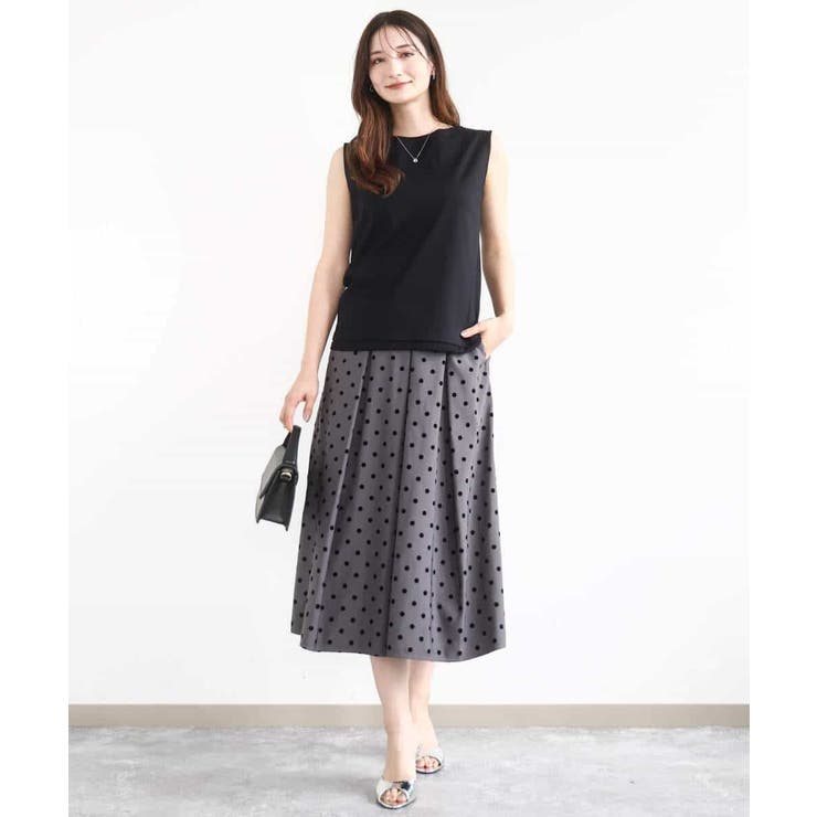 フロッキードット柄タックスカート/洗える | MK MICHEL KLEIN | 詳細画像10 