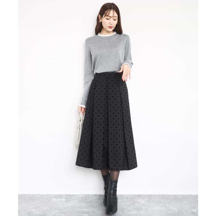 フロッキードット柄タックスカート/洗える | MK MICHEL KLEIN | 詳細画像15 