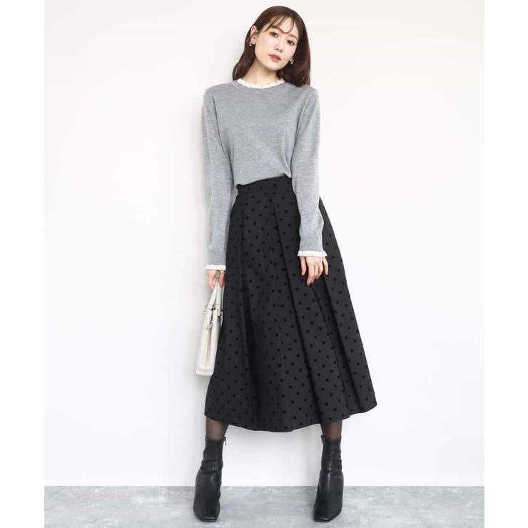 フロッキードット柄タックスカート/洗える | MK MICHEL KLEIN | 詳細画像16 