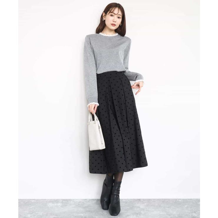 フロッキードット柄タックスカート/洗える | MK MICHEL KLEIN | 詳細画像17 
