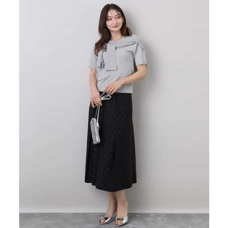 フロッキードット柄タックスカート/洗える | MK MICHEL KLEIN | 詳細画像4 