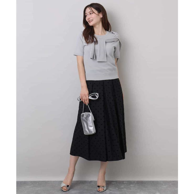 フロッキードット柄タックスカート/洗える | MK MICHEL KLEIN | 詳細画像5 