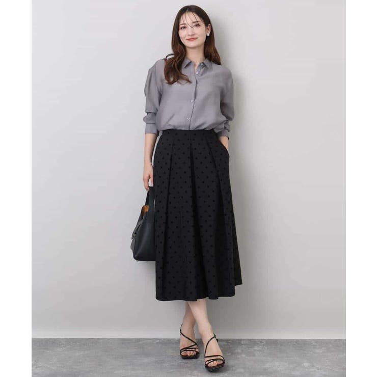 フロッキードット柄タックスカート/洗える | MK MICHEL KLEIN | 詳細画像6 