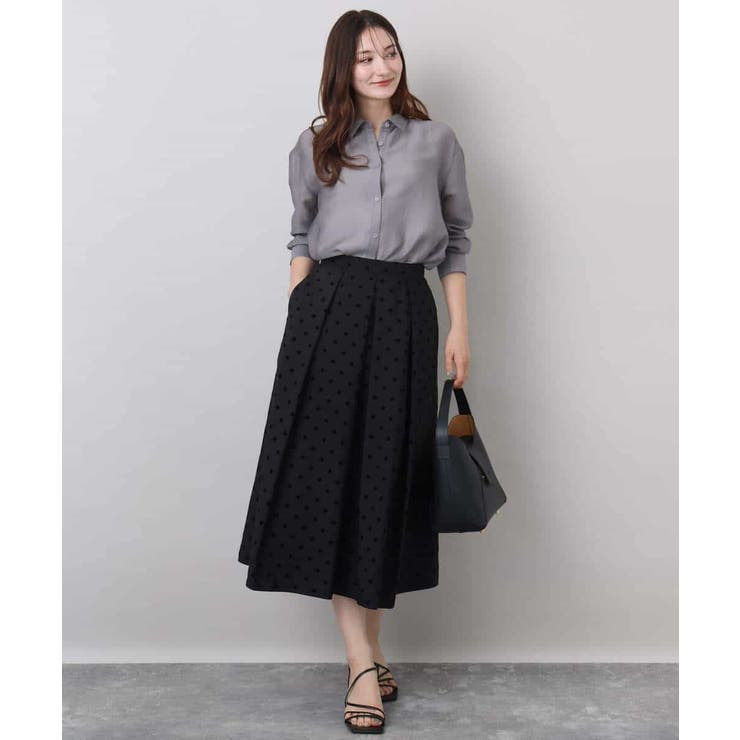 フロッキードット柄タックスカート/洗える | MK MICHEL KLEIN | 詳細画像7 