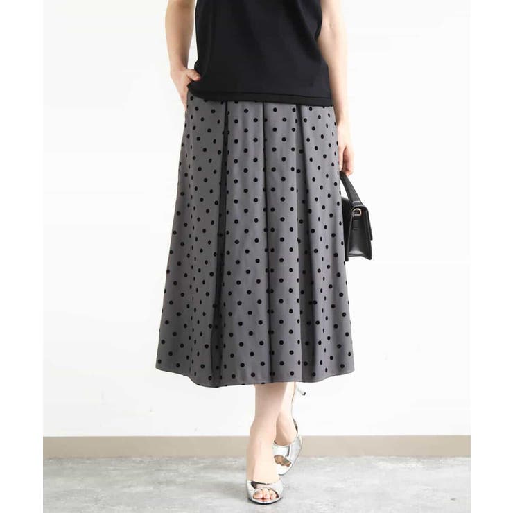 フロッキードット柄タックスカート/洗える | MK MICHEL KLEIN | 詳細画像9 