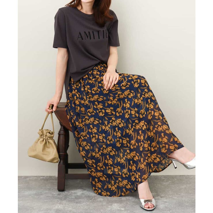 モダンフラワープリントスカート/洗える[品番：ITKW0018108]｜MK