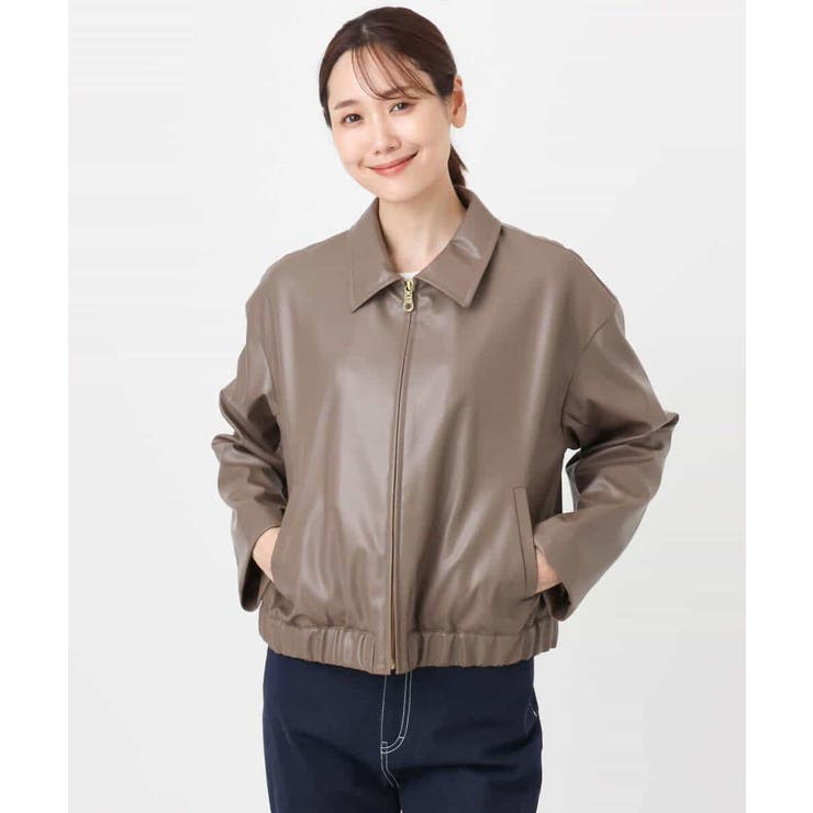 ステンカラーフェイクレザーブルゾン/洗える | MK MICHEL KLEIN | 詳細画像14 