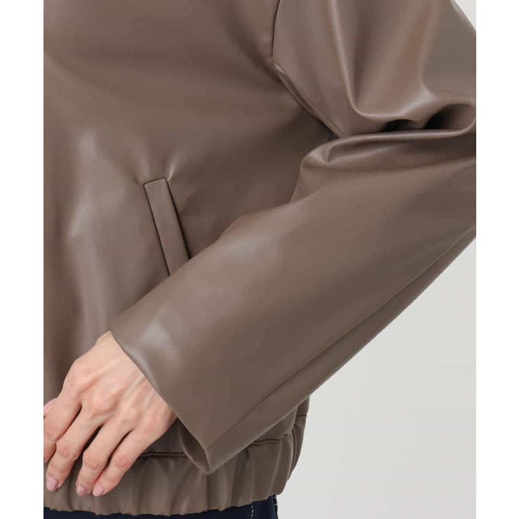 ステンカラーフェイクレザーブルゾン/洗える | MK MICHEL KLEIN | 詳細画像18 