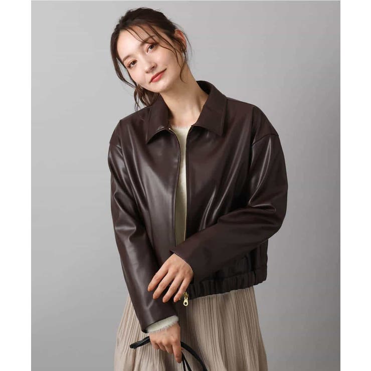 ステンカラーフェイクレザーブルゾン/洗える | MK MICHEL KLEIN | 詳細画像2 