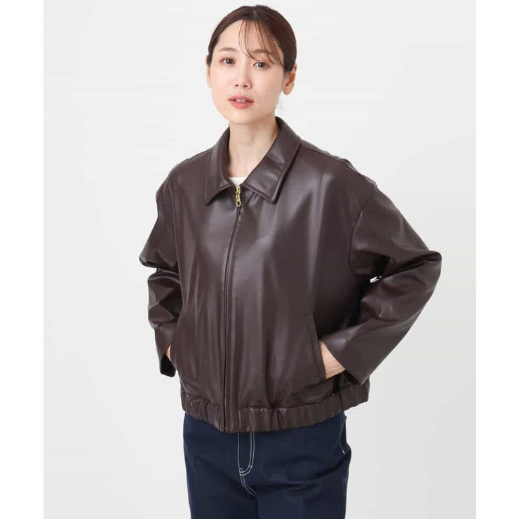 ステンカラーフェイクレザーブルゾン/洗える | MK MICHEL KLEIN | 詳細画像24 