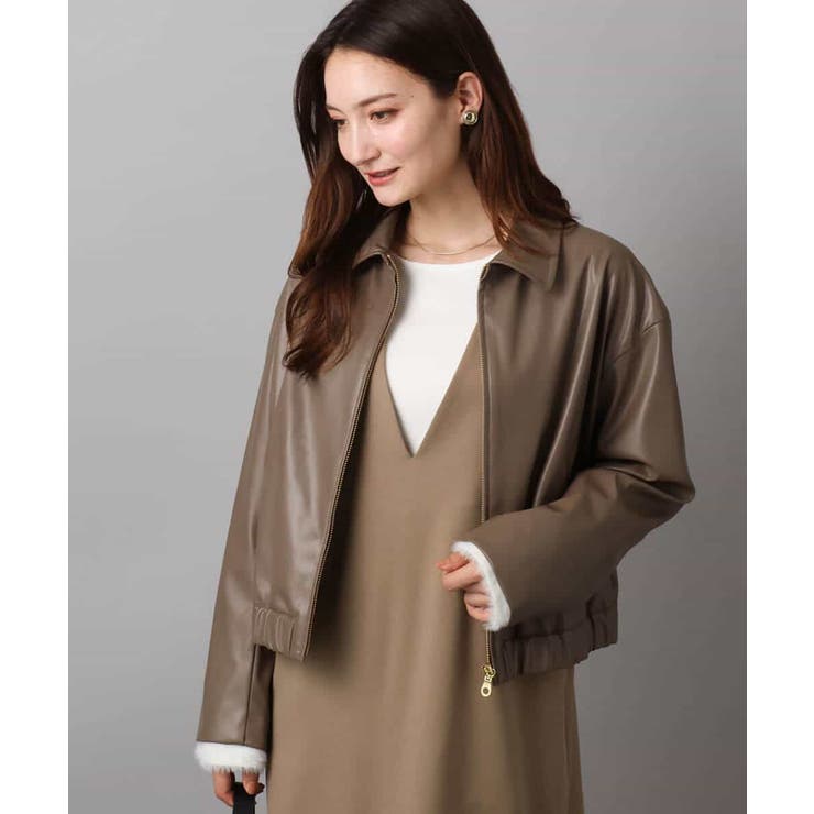 ステンカラーフェイクレザーブルゾン/洗える | MK MICHEL KLEIN | 詳細画像7 