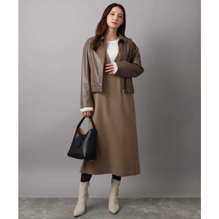 ステンカラーフェイクレザーブルゾン/洗える[品番：ITKW0022650]｜MK