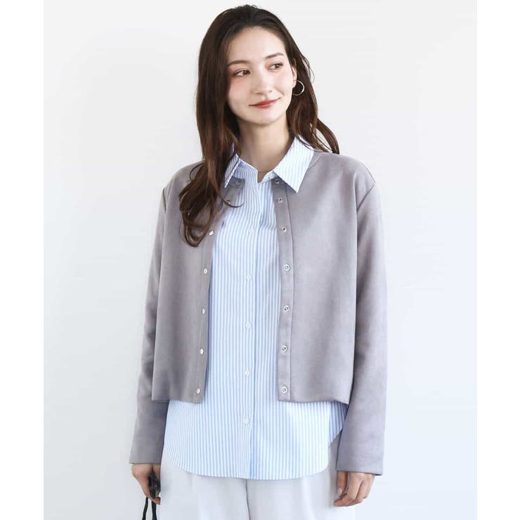 グレー | フェイクスウェード ドット釦ジャケット/洗える | MK MICHEL KLEIN