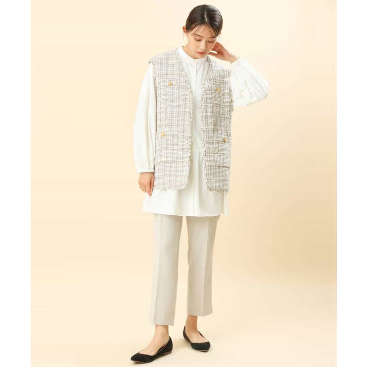 【新品】MKミッシェルクラウン ツイードベスト ファンシーツイードジレ/洗える(ベスト・ジレ) | MK MICHEL