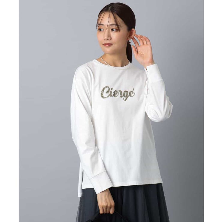 ホワイト | 刺繍ロゴデザイン コットンロンT/洗える | MK MICHEL KLEIN