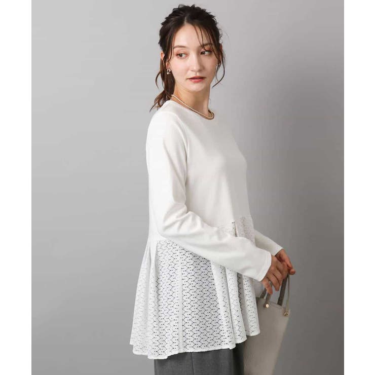 幾何調レースデザイン ペプラムインナーカットソー/洗える | MK MICHEL KLEIN | 詳細画像2 