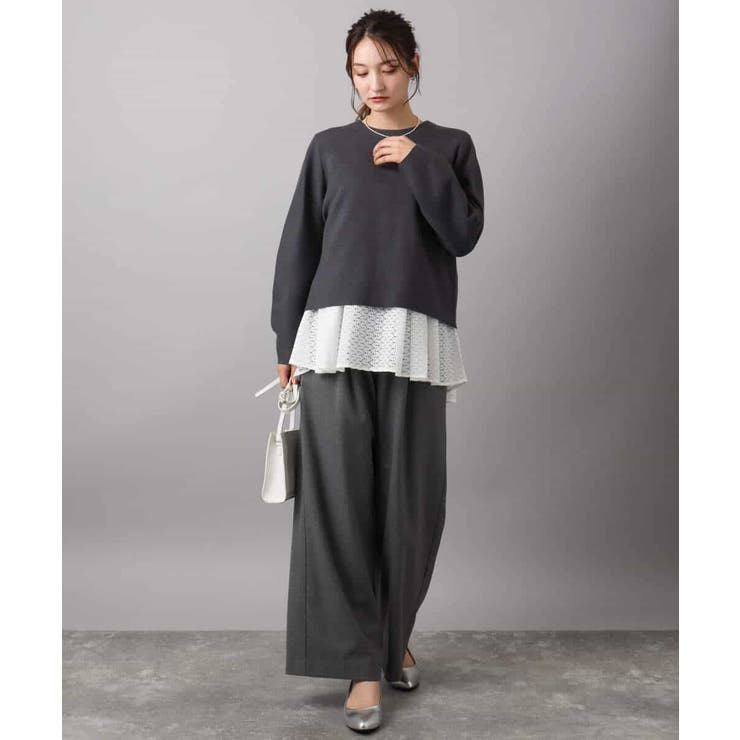 幾何調レースデザイン ペプラムインナーカットソー/洗える | MK MICHEL KLEIN | 詳細画像4 