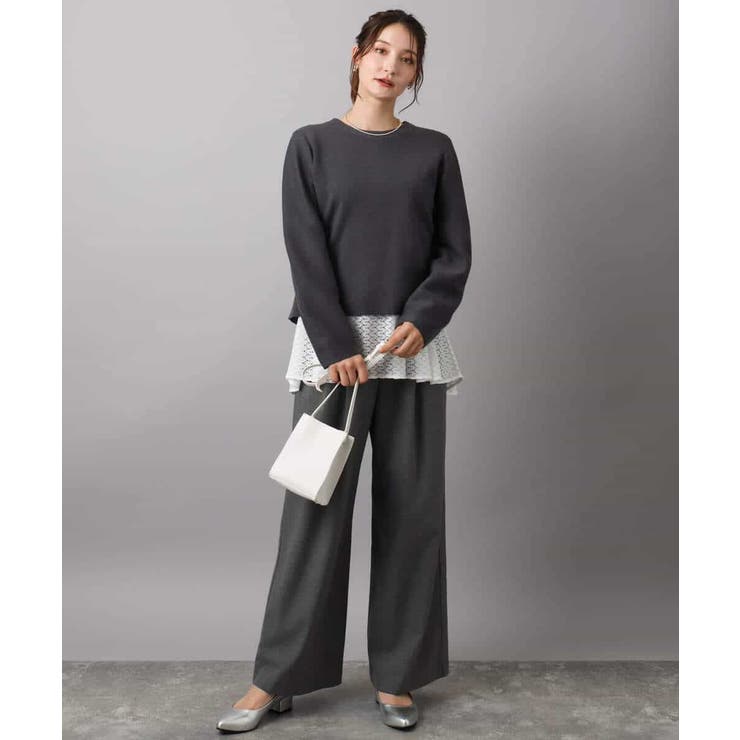 幾何調レースデザイン ペプラムインナーカットソー/洗える | MK MICHEL KLEIN | 詳細画像6 