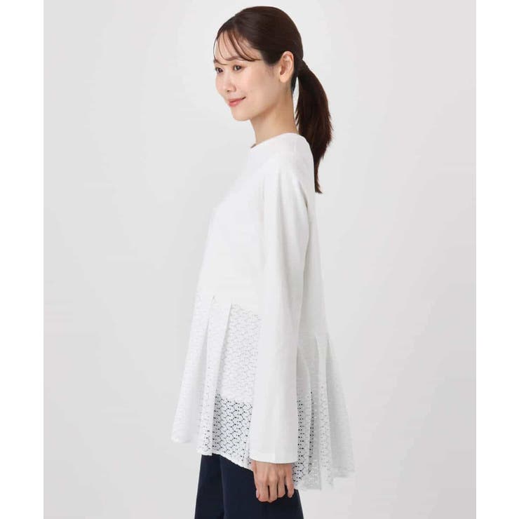 幾何調レースデザイン ペプラムインナーカットソー/洗える | MK MICHEL KLEIN | 詳細画像8 