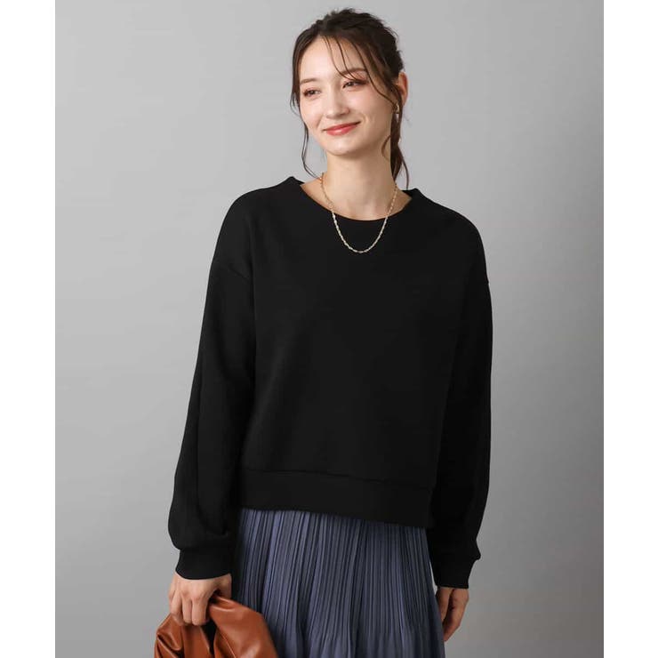 ブラック | クロップド丈ダンボールプルオーバー/洗える | MK MICHEL KLEIN