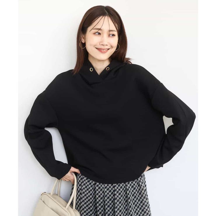 ブラック | クロップド丈ダンボールフーディー/洗える | MK MICHEL KLEIN