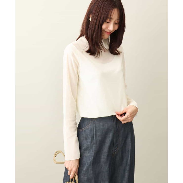 アイボリー | キラキラシアーハイネックカットソー/洗える | MK MICHEL KLEIN