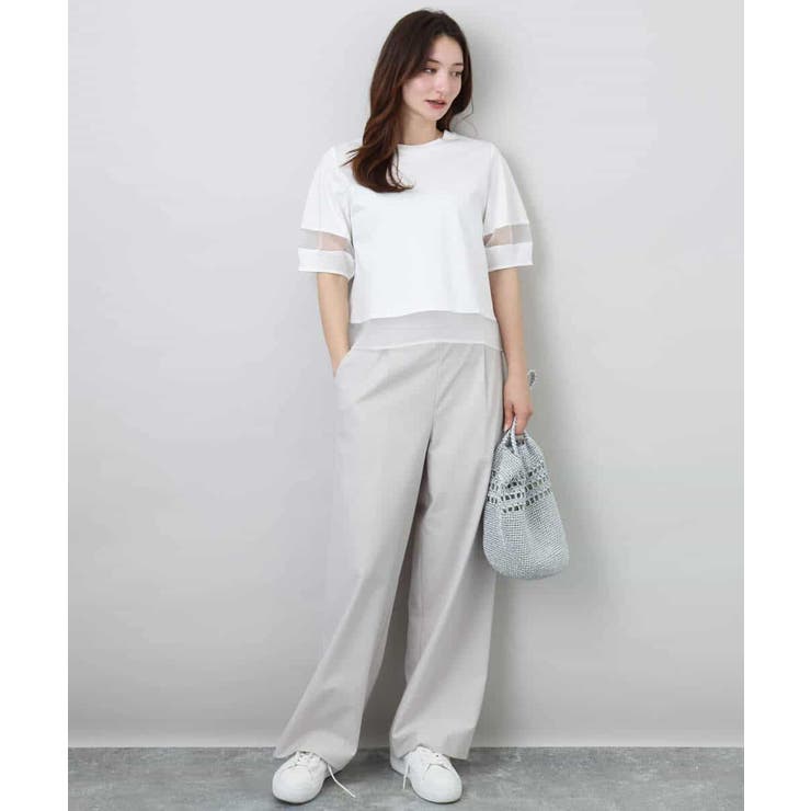 シアー切替えランタンスリーブカットソー/接触冷感/洗える | MK MICHEL KLEIN | 詳細画像13 