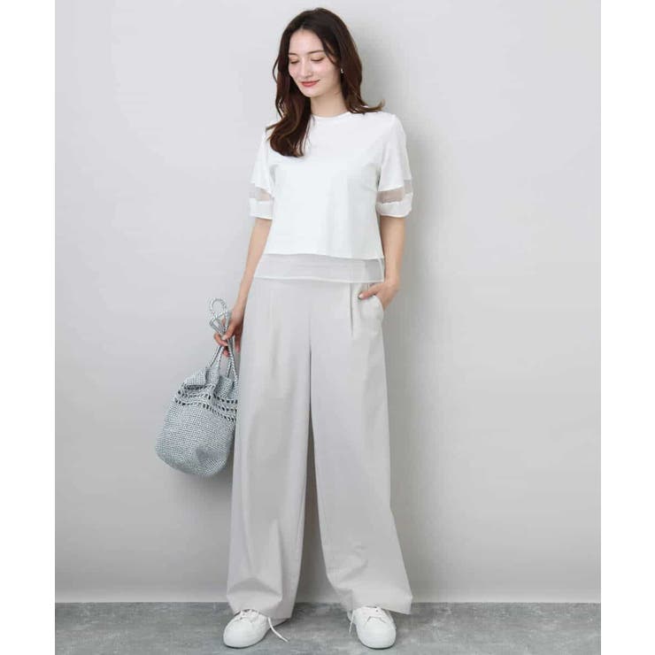 シアー切替えランタンスリーブカットソー/接触冷感/洗える | MK MICHEL KLEIN | 詳細画像16 