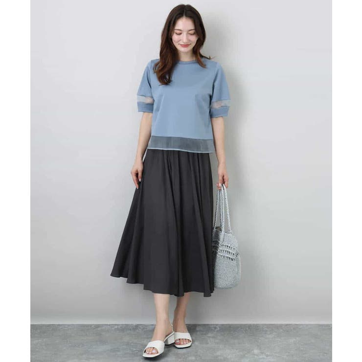 シアー切替えランタンスリーブカットソー/接触冷感/洗える | MK MICHEL KLEIN | 詳細画像20 