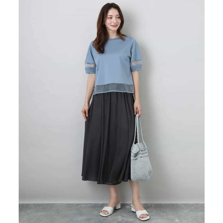 シアー切替えランタンスリーブカットソー/接触冷感/洗える | MK MICHEL KLEIN | 詳細画像21 