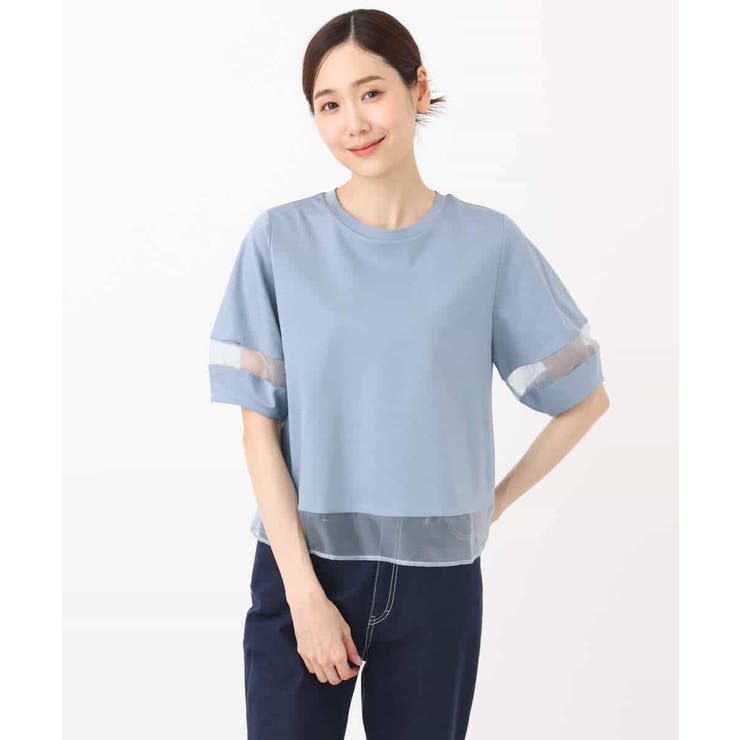 シアー切替えランタンスリーブカットソー/接触冷感/洗える | MK MICHEL KLEIN | 詳細画像22 