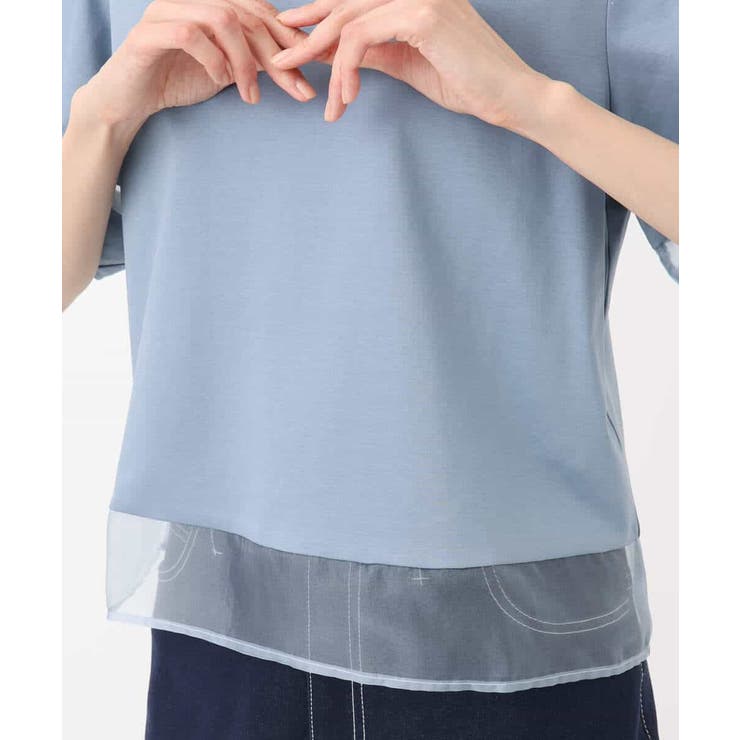 シアー切替えランタンスリーブカットソー/接触冷感/洗える | MK MICHEL KLEIN | 詳細画像27 