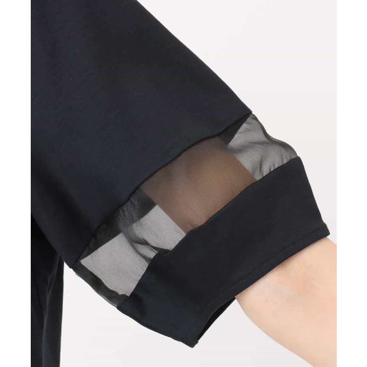 シアー切替えランタンスリーブカットソー/接触冷感/洗える | MK MICHEL KLEIN | 詳細画像6 