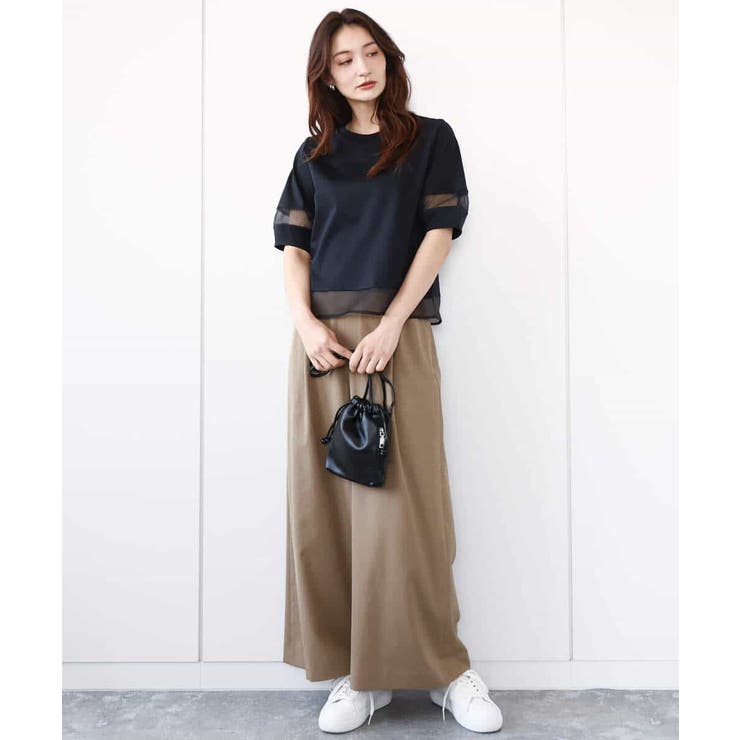 シアー切替えランタンスリーブカットソー/接触冷感/洗える | MK MICHEL KLEIN | 詳細画像9 