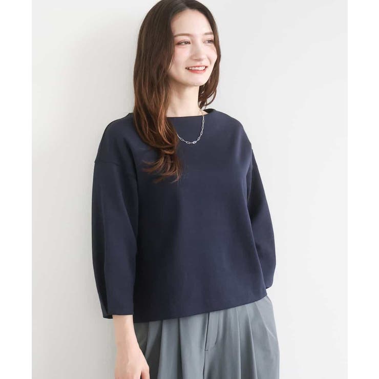 ネイビー | コットンポンチカットソー/洗える | MK MICHEL KLEIN