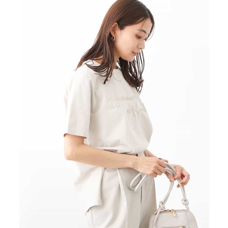ベージュ | 発泡プリントロゴTシャツ/洗える | MK MICHEL KLEIN