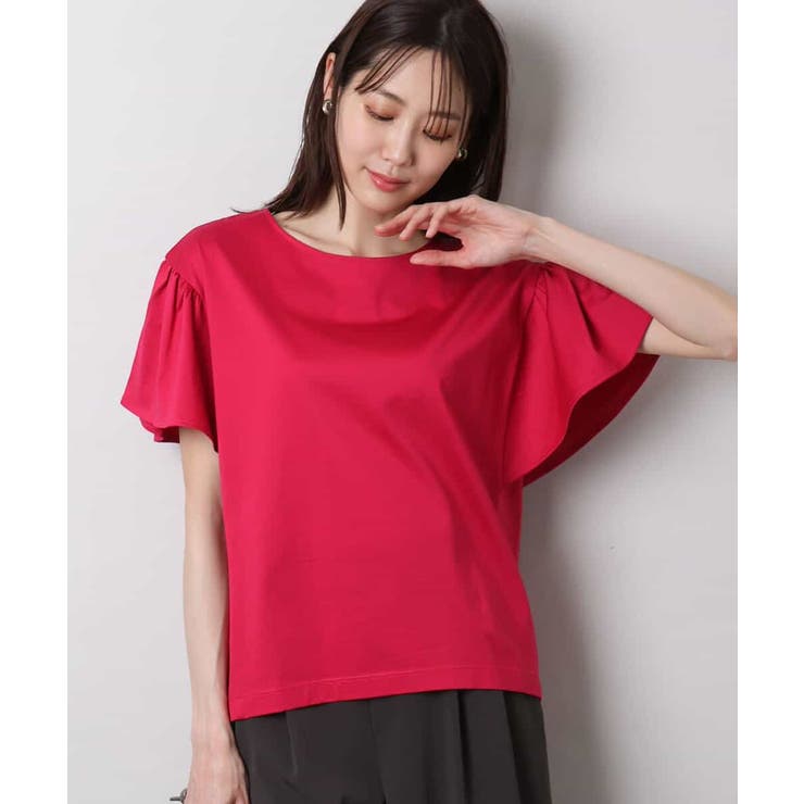 ピンク | フレアースリーブ天竺カットソー/接触冷感/洗える | MK MICHEL KLEIN