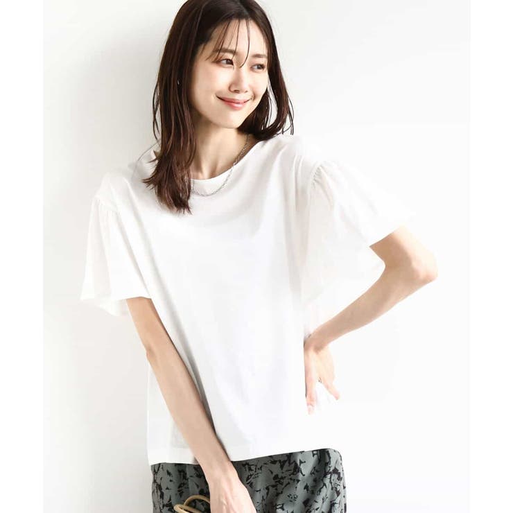 ホワイト | フレアースリーブ天竺カットソー/接触冷感/洗える | MK MICHEL KLEIN