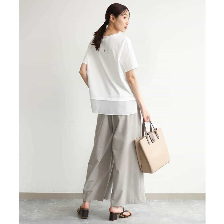 [洗える]シフォン切替えフロッキーロゴTシャツ | MK MICHEL KLEIN | 詳細画像13 