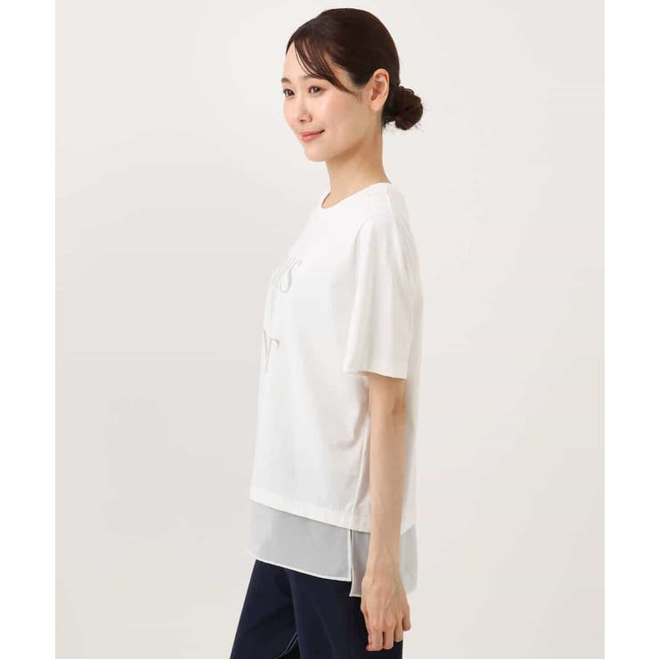 [洗える]シフォン切替えフロッキーロゴTシャツ | MK MICHEL KLEIN | 詳細画像18 