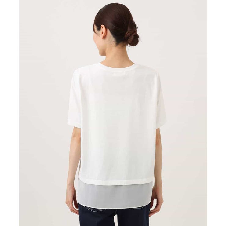 [洗える]シフォン切替えフロッキーロゴTシャツ | MK MICHEL KLEIN | 詳細画像19 