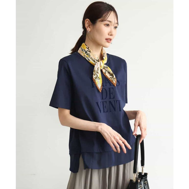 [洗える]シフォン切替えフロッキーロゴTシャツ | MK MICHEL KLEIN | 詳細画像2 