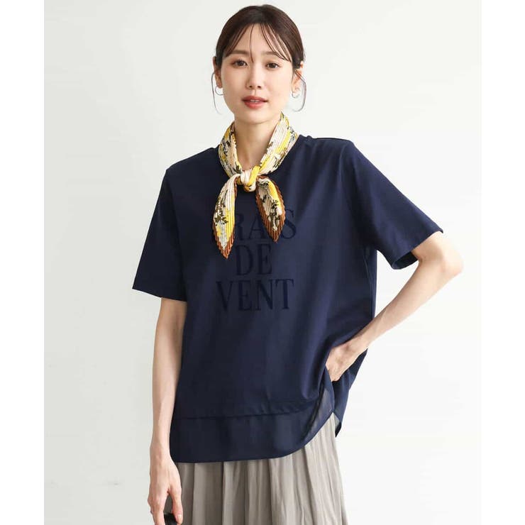 [洗える]シフォン切替えフロッキーロゴTシャツ | MK MICHEL KLEIN | 詳細画像3 
